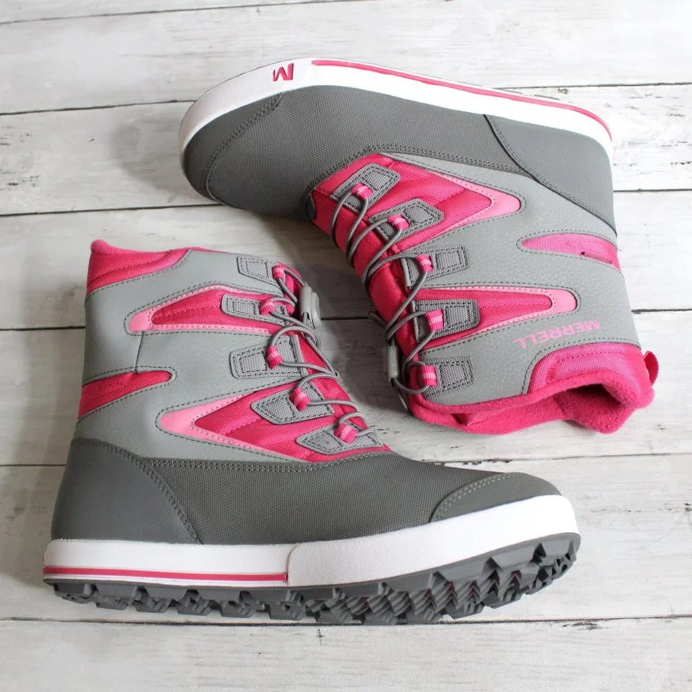 Merrell Girl's Waterproof Winter Snow Boots Size 6 M EUR 37 Pink Gray
